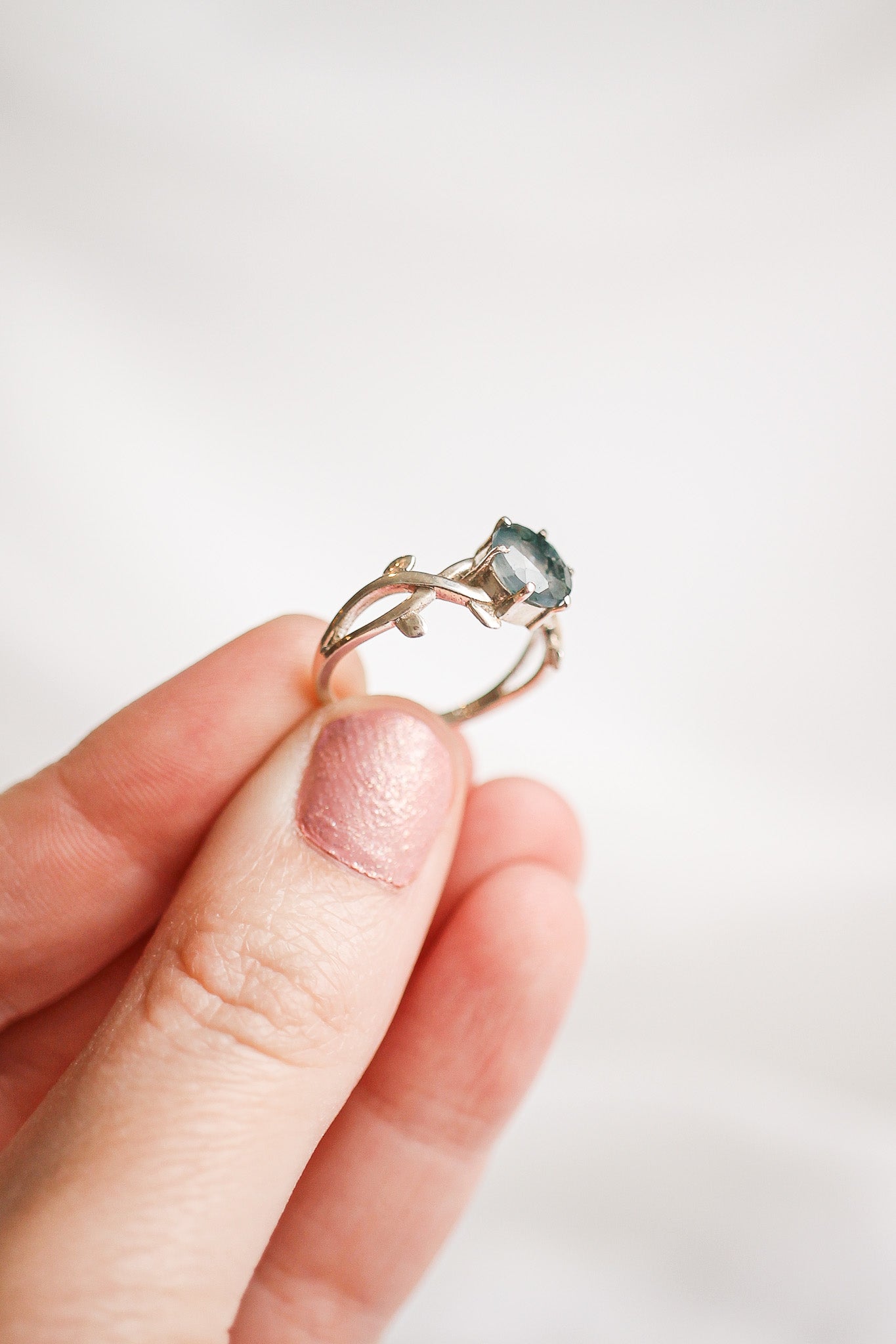 Willow Ring in Dark Moss Agate