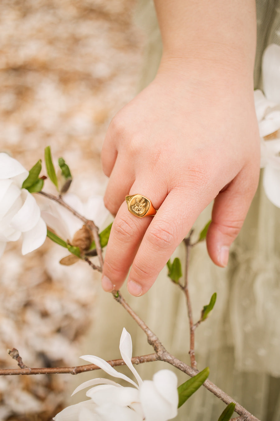 Peony Signet Ring