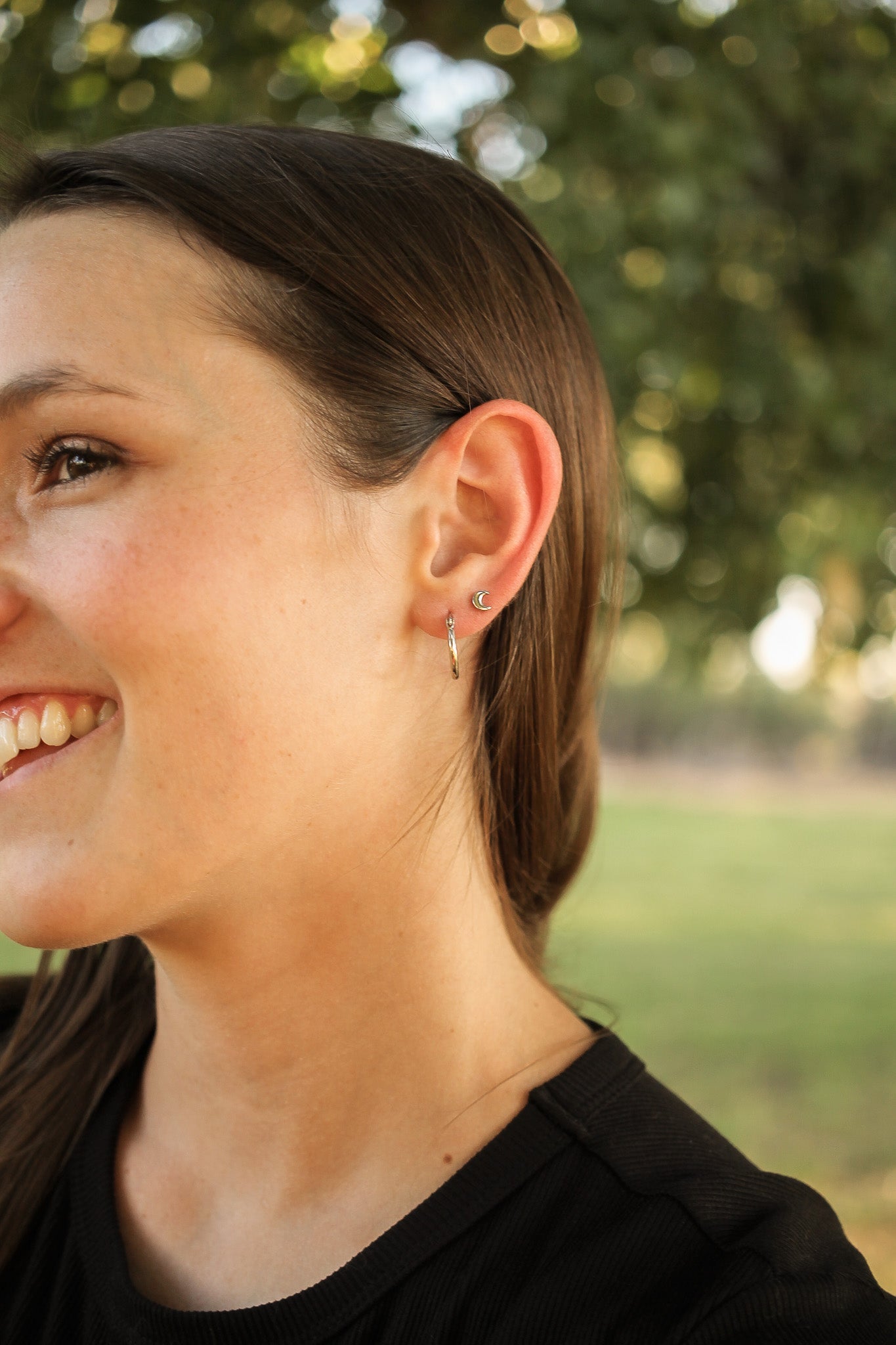 Moon Ball Back Stud in Silver