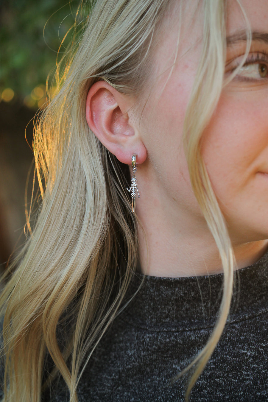 Dancing Skeleton Earring in Silver